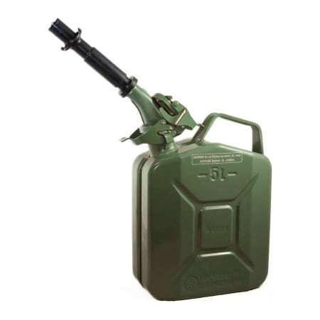 Swiss Link/Stormtec Usa Gas Can, Steel, 5 liter, Combustibles, Spout, Green 3016